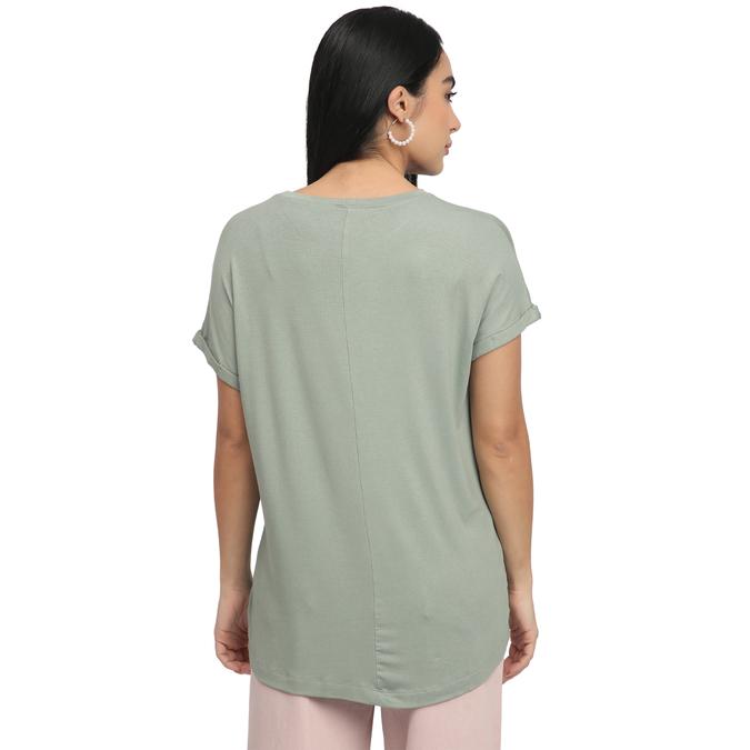 R&B Women Sage Solid Fitted T-Shirt