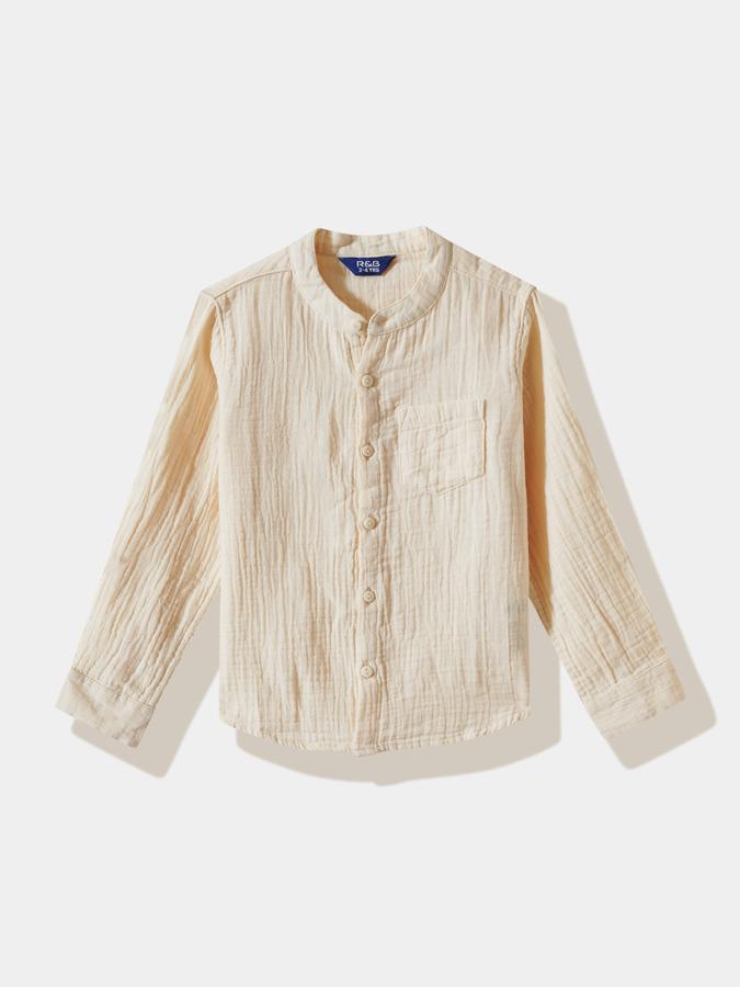 Boys Cotton Regular Fit Long Sleeve Solid Shirt