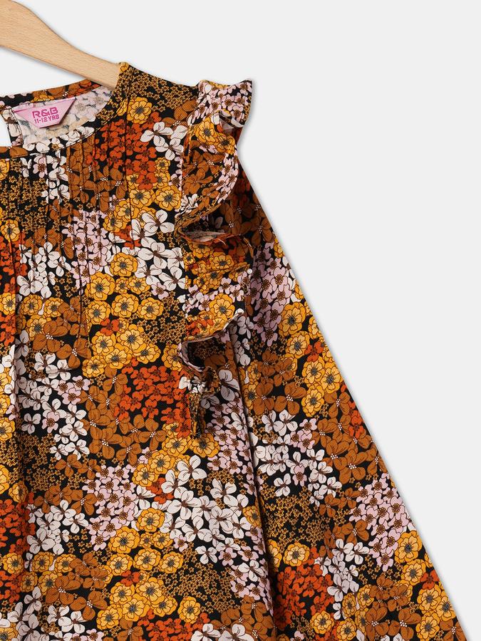R&B Girls' Black Printed Top
