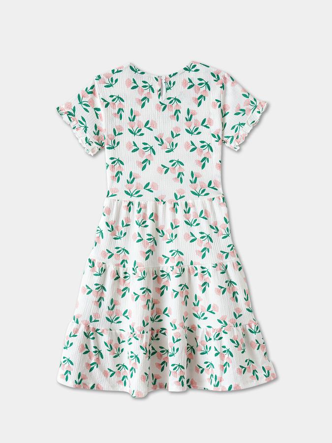 Girls Polyester Regular Fit Round Neck Printed Dress