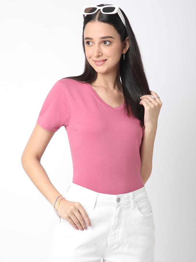 Solid Women V Neck T-Shirt 