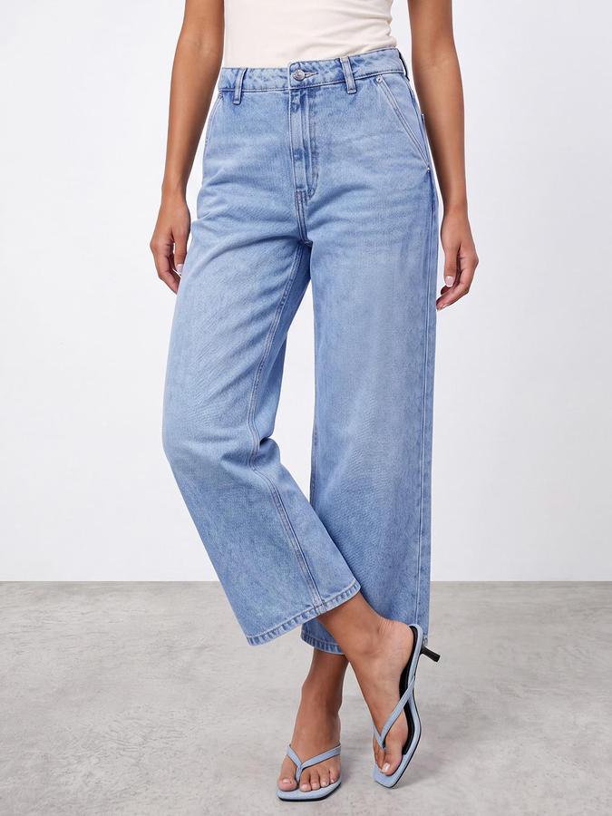 R&B Women Light Blue Mid-Rise Skater Mom Fit Denim Jeans