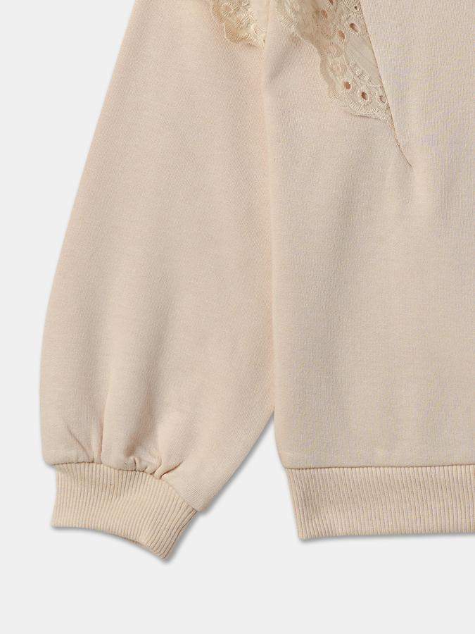 Girls Solid Regular Fit Full Sleeve Crew Neck Ruffle SweaT-Shirt