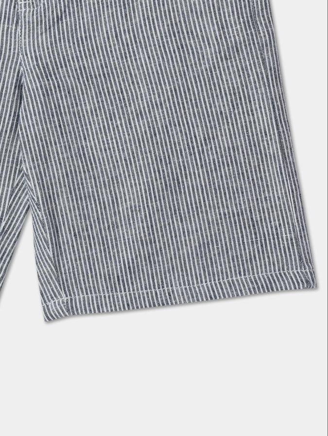 R&B Blue Regular Fit Mid-Rise Striped Boys Shorts