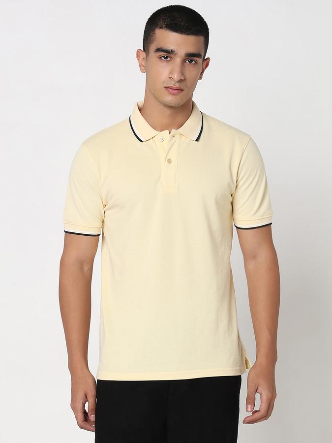 MENS Short Sleeves SOLID POLO WITH TIPPING COLLAR AND CUFF - DRY FIT image number 1