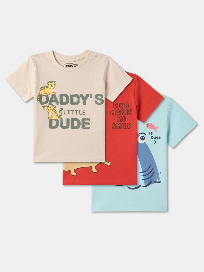 Pack of 3 Boy Graphic Print Round-Neck T-Shirts