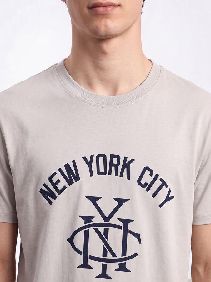 R&B Men Vapor Grey Graphic Print Short Sleeves Pure Cotton Tshirt