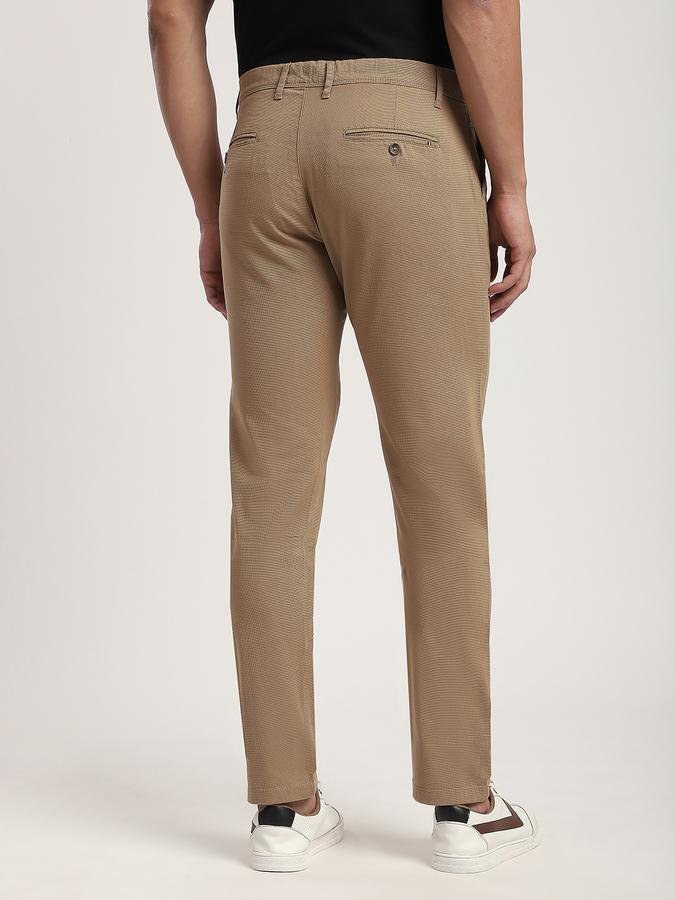 Men Cotton Blend Slim Fit Flat Front Solid Trousers
