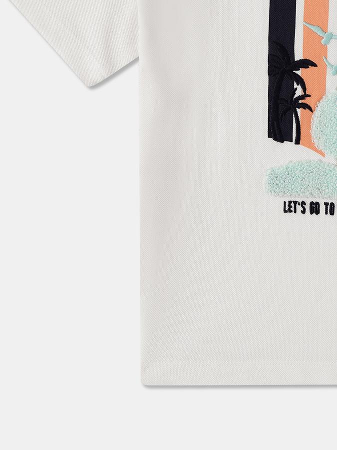R&B Boys' White Embellished T-Shirt