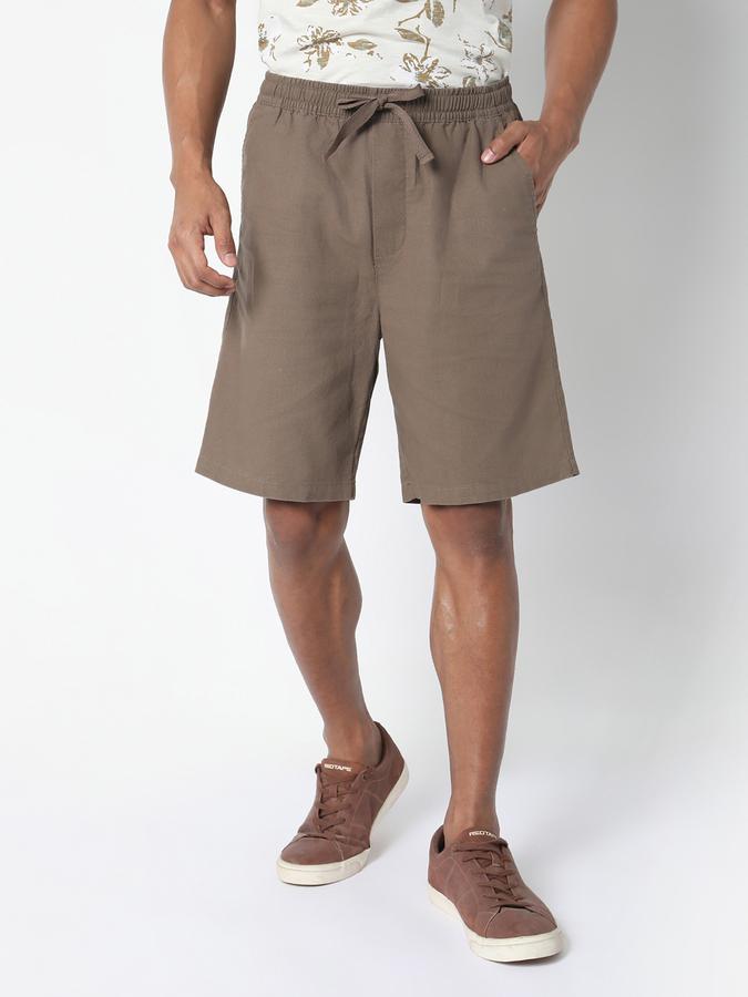 Boys Linen Regular Fit Drawstring Waist Clean Hem Shorts