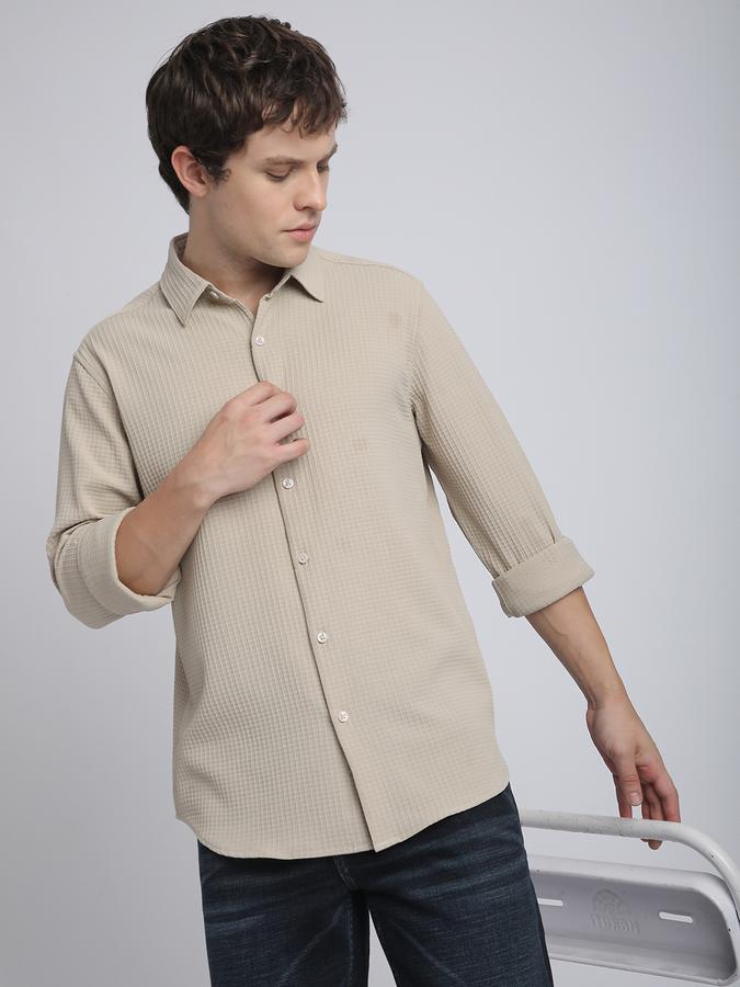 Men Self Design Casual Shirt