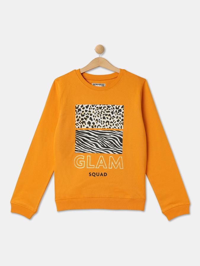 Girls Cotton Regular Fit Crew Neck Graphic Sweatshirt