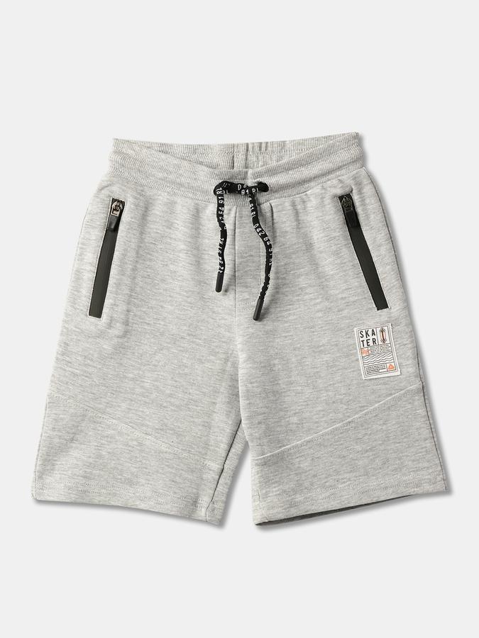 Boys Cotton Regular Fit Elastic Waist Solid Knit Shorts