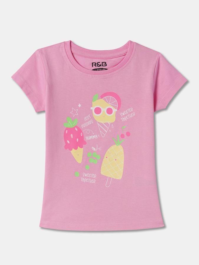 Girls Graphic Print Regular-Fit Round-Neck T-Shirt image number 0