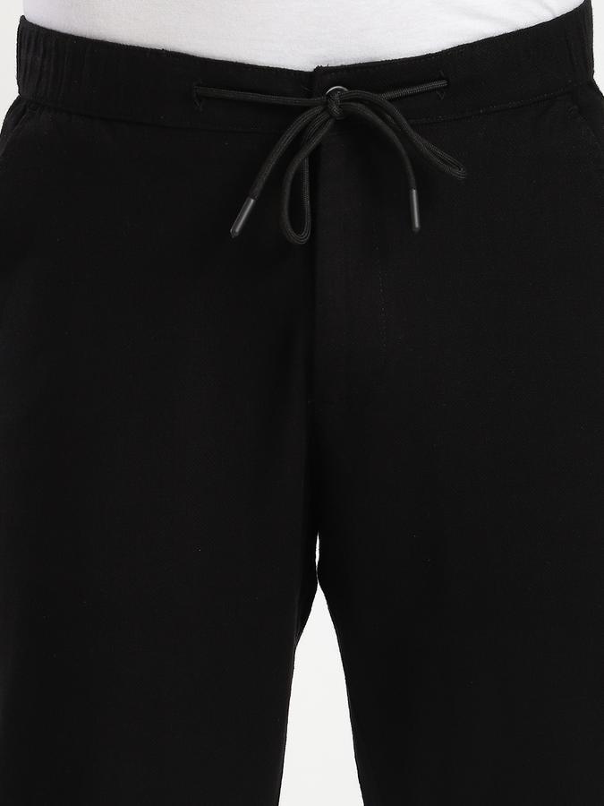 Men Cotton Blend Regular Fit Flat Front Solid Trousers