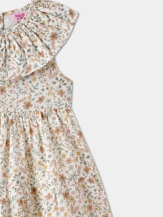 R&B Girls' Beige Printed Dress