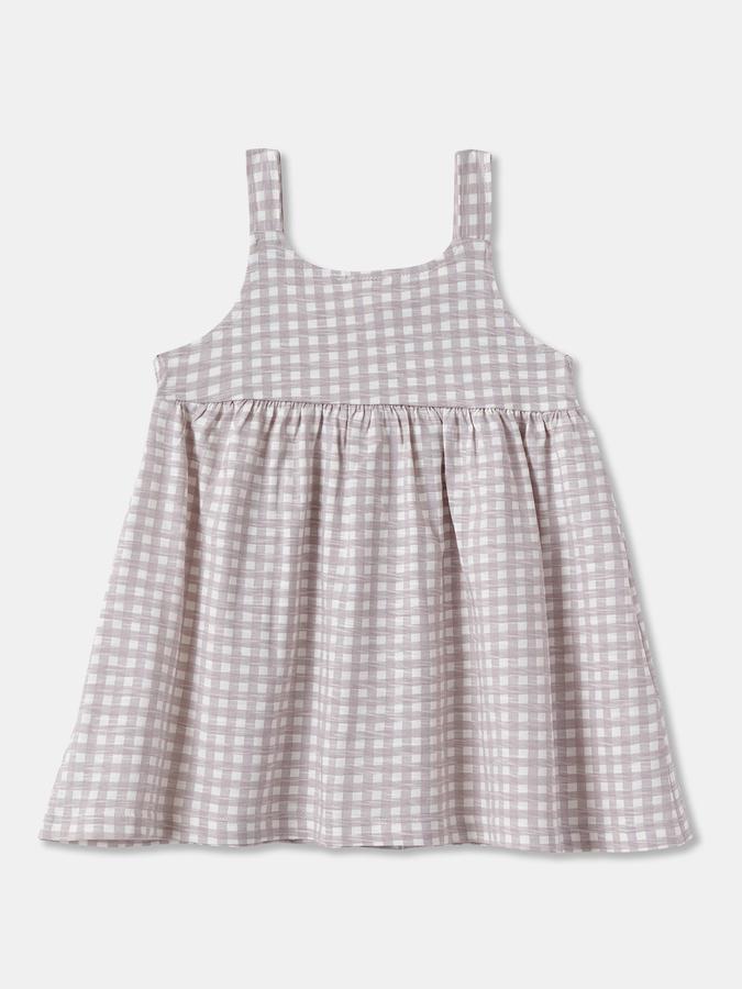 Girls Cotton Regular Fit Ruffled Straps Buttoned Hem Dungaree