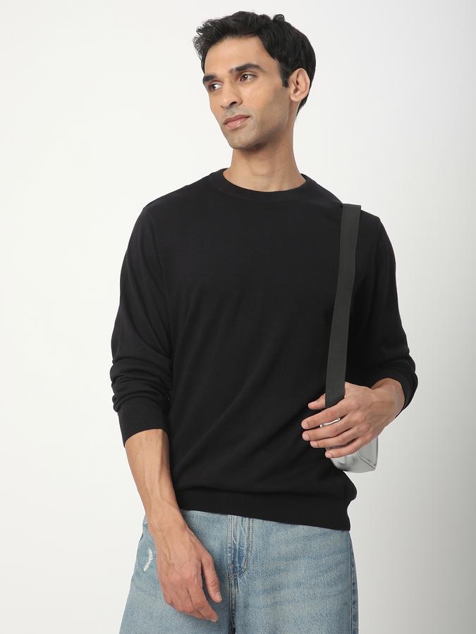 Men Cotton Regular Fit Crew Neck Solid Sweater