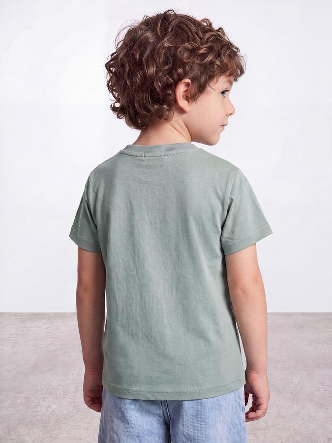 R&B Boys Light Green Short Sleeve Round Neck Typography T-Shirt