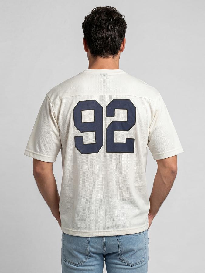 R&B White Graphic Print Men Round Neck Relaxed Fit Short Sleeves T-Shirt 