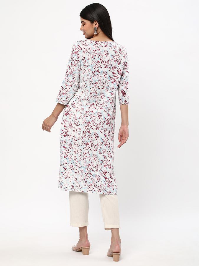 Women Rayon Regular Fit Round Neck Printed Kurta