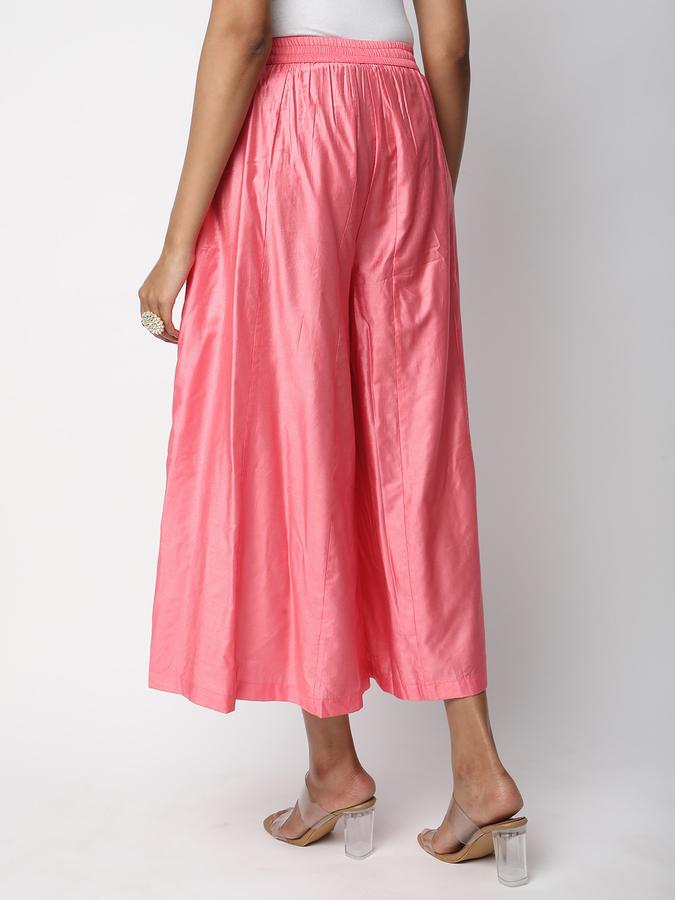 Women Viscose Blend Culottes Drawstring Solid Trousers