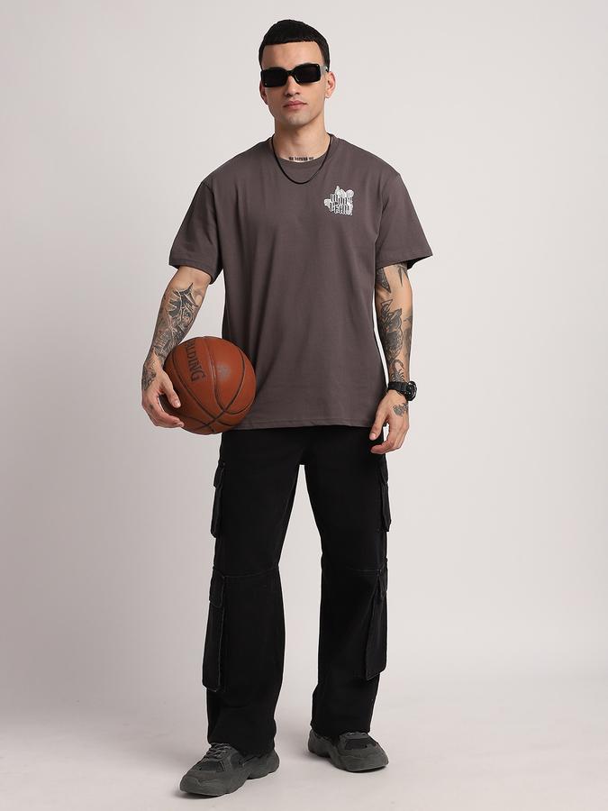 R&B Men's Dark Grey Printed T-Shirt