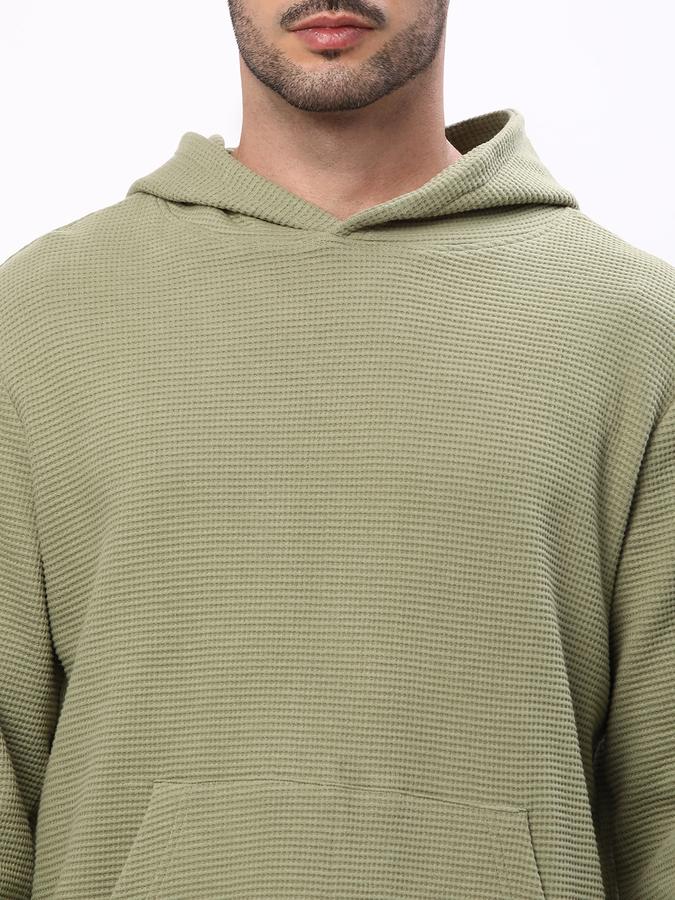 Men Cotton Regular Fit Hooded Solid Sweatshirt