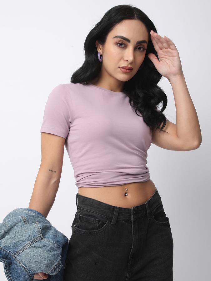 Women Cotton Relaxed Fit Crew Neck Solid T-shirt