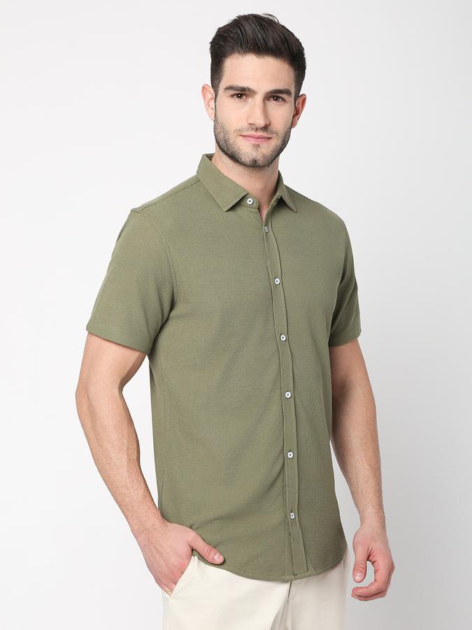 Men Regular Fit Shirt with Spread Collar data-index=