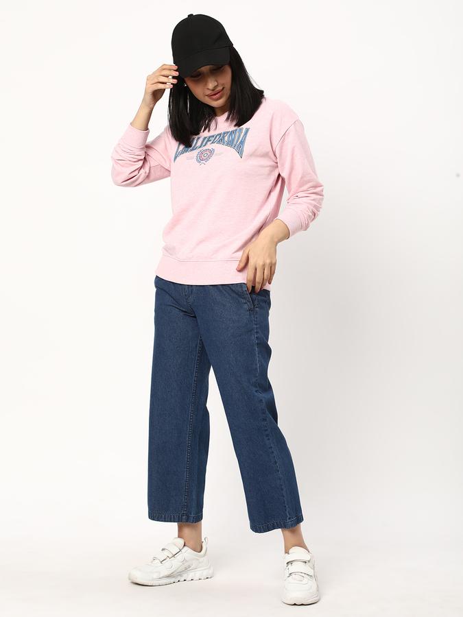 Women Cotton Regular Fit Round Neck Graphic Sweatshirt