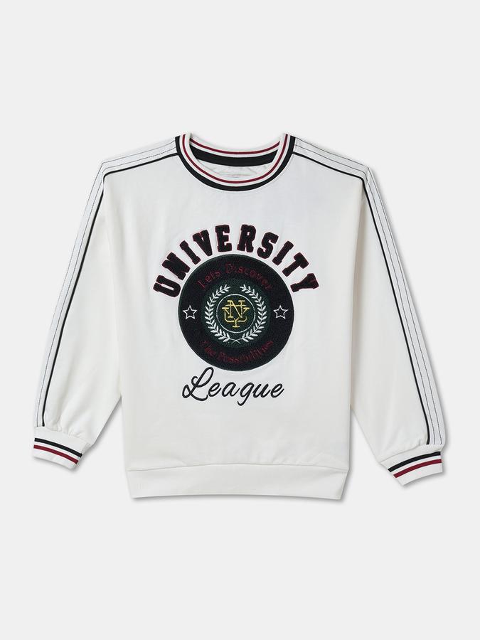 Boys Cotton Regular Fit Crew Neck Graphic Sweatshirt