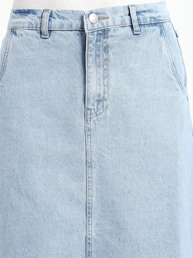 Women Denim Midi A-Line Skirt