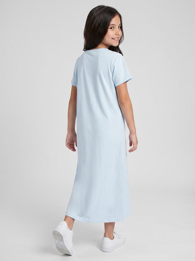 R&B Blue Printed Short Sleeves Round Neck Maxi Girls T-shirt Nightdress