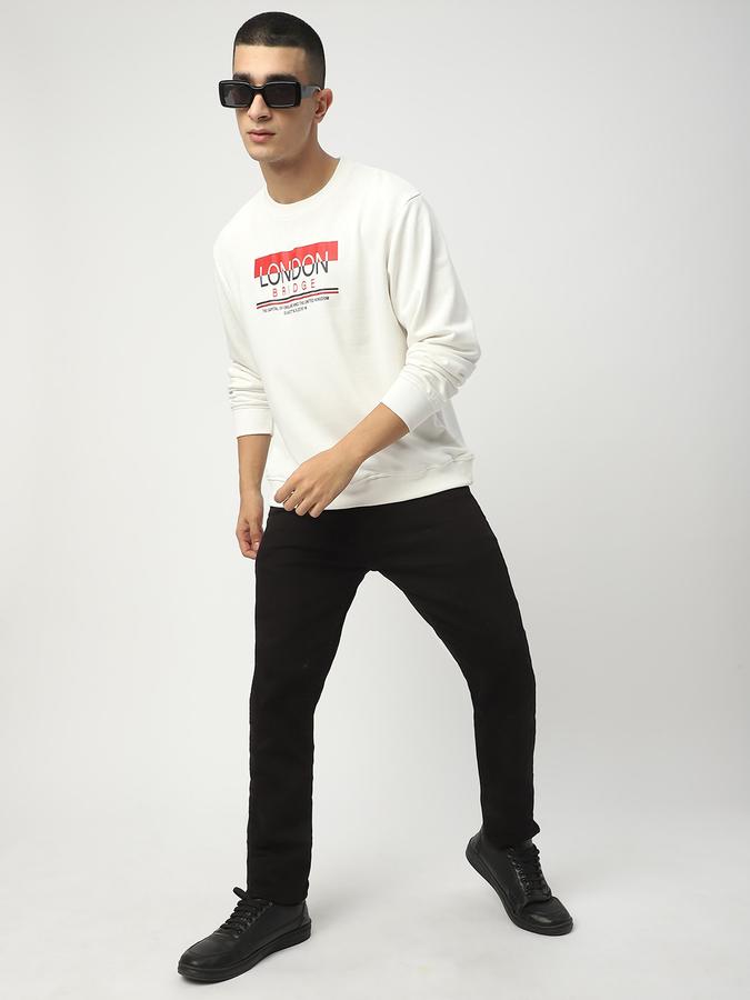 Men Cotton Blend Regular Fit Crew Neck Graphic Sweatshirt