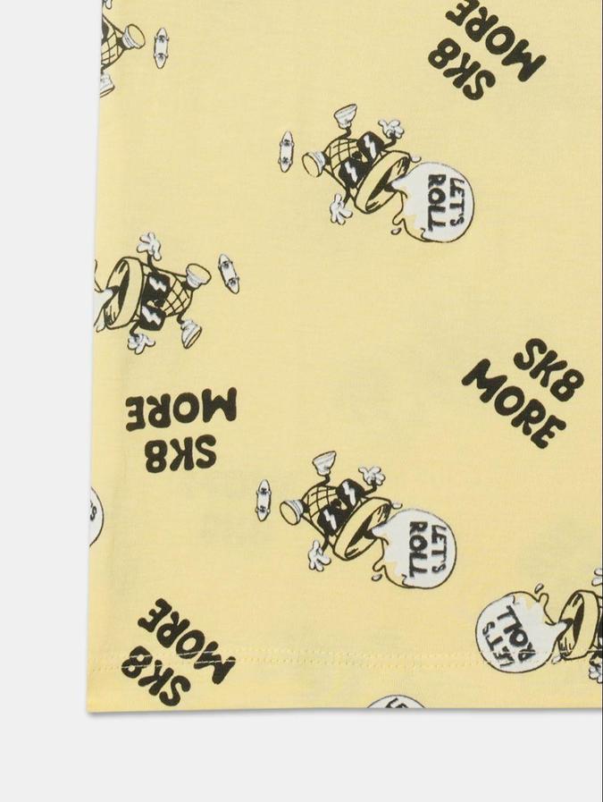R&B Yellow Cotton Round Neck Printed Boy T-Shirt