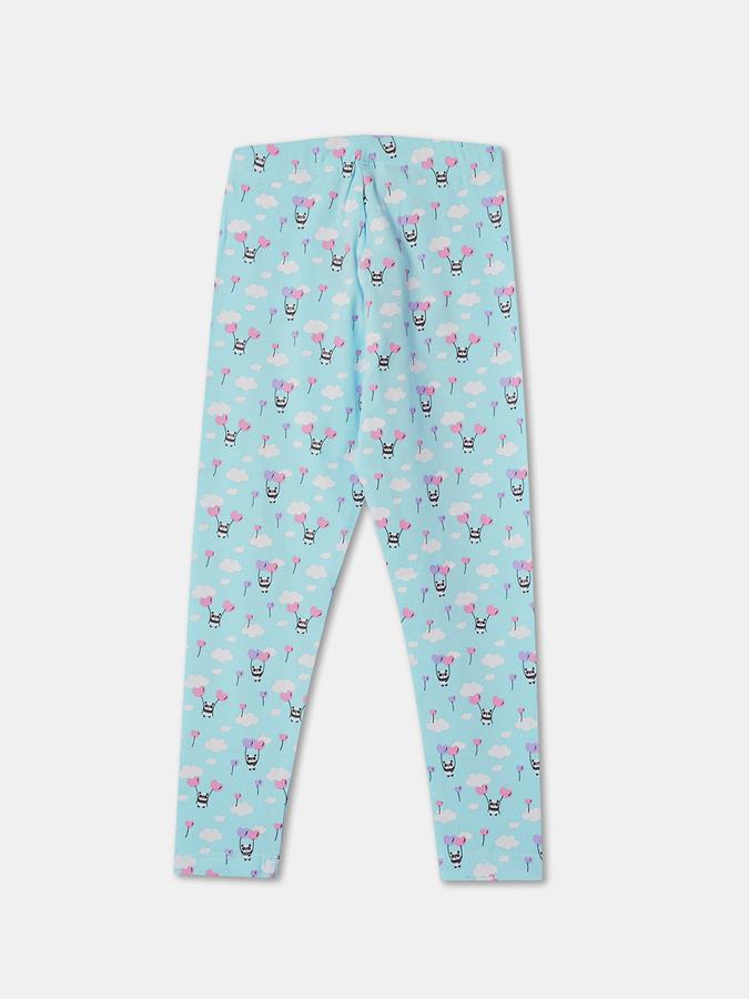 Girls Cotton Blend Skinny Fit Elastic Waist Printed Leggings