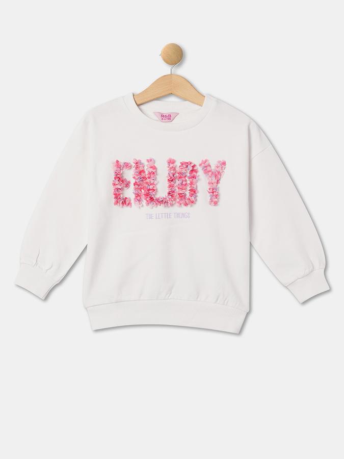 Girls Cotton Regular Fit Crew Neck Graphic Sweatshirt