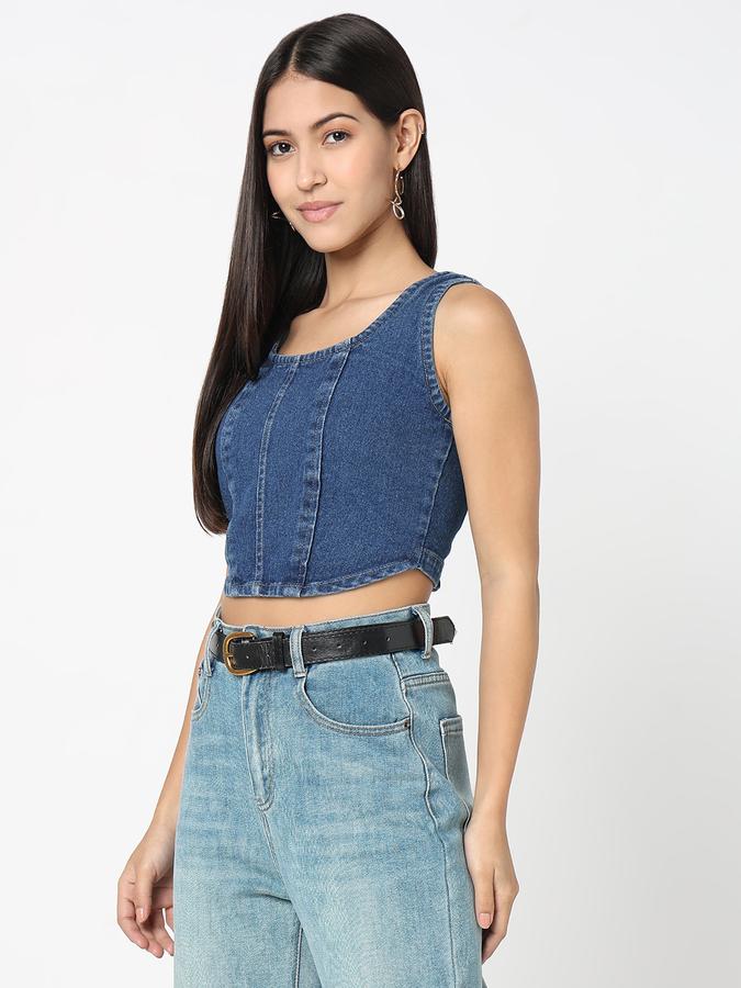 R&B Women Mid Blue Washed Wide-Leg Jeans