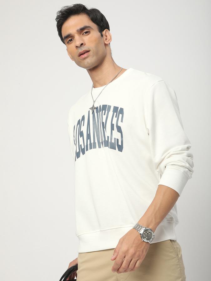 Men Cotton Blend Regular Fit Crew Neck Graphic Sweatshirt