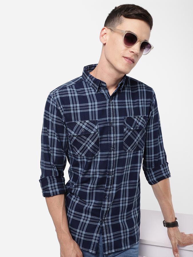 R&B Blue Men Casual Shirts image number 0