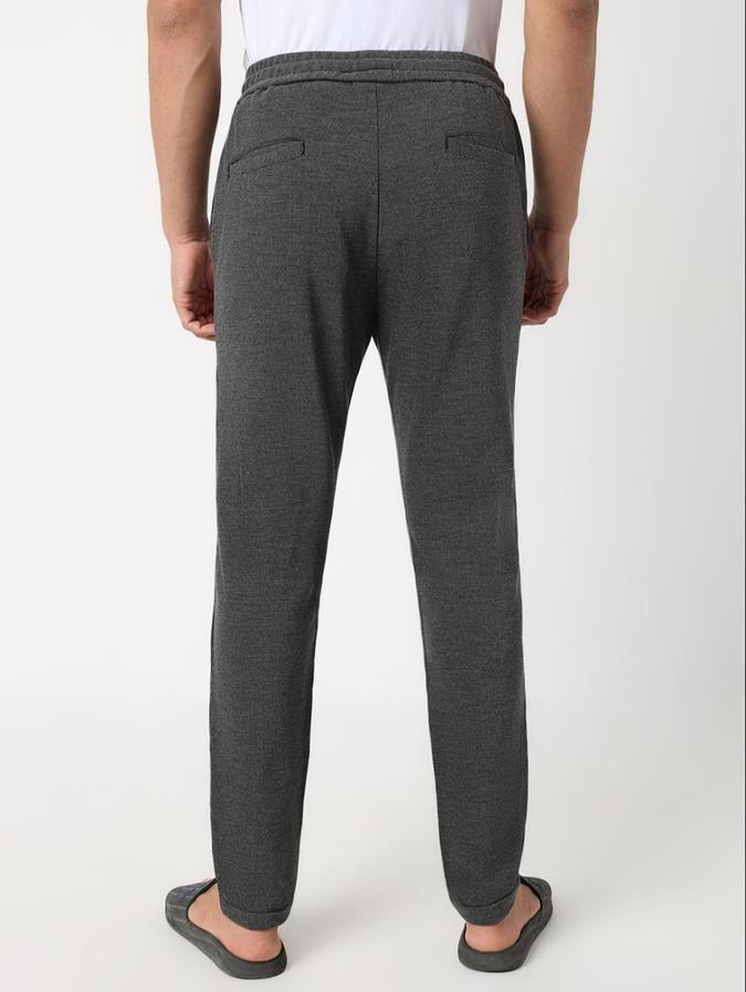 R&B Charcoal Solid Regular Fit Mens Track Pant