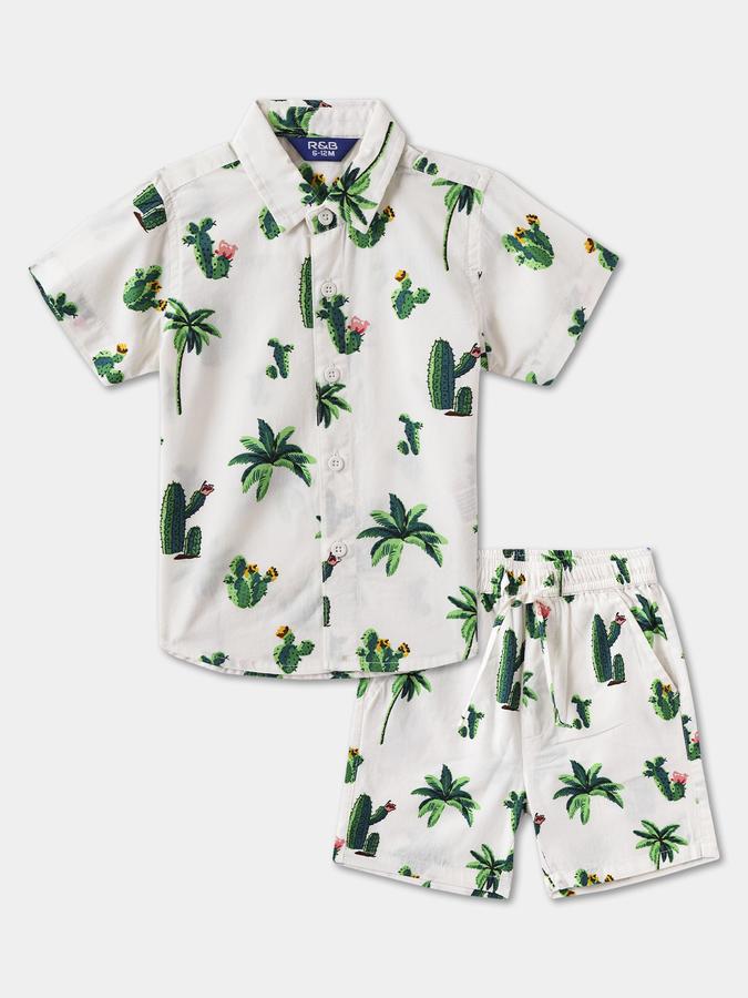 Boys Graphic Print Shirt with Shorts Fashion Set