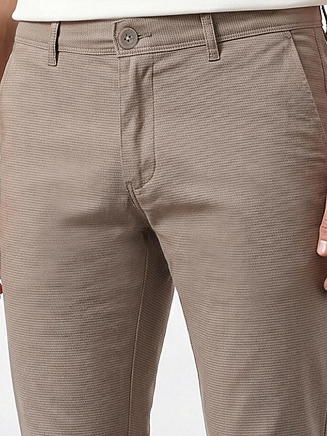 R&B Men's Beige Slim Fit Trousers