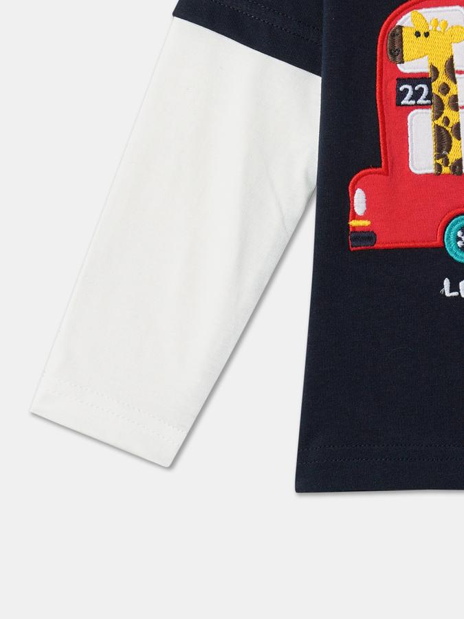Boys Graphic Embroidered Regular Fit Round-Neck T-Shirt image number 3