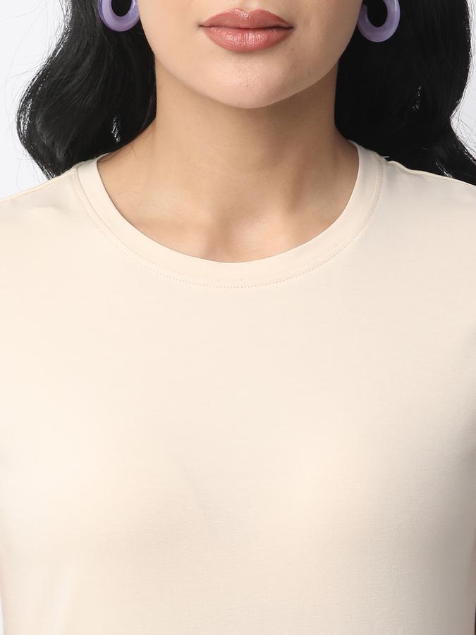 Women Cotton Relaxed Fit Crew Neck Solid T-shirt