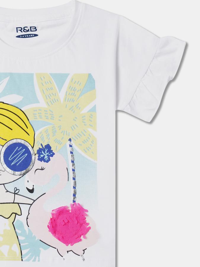 Girls Printed Top with Shoet Sleeves image number 2
