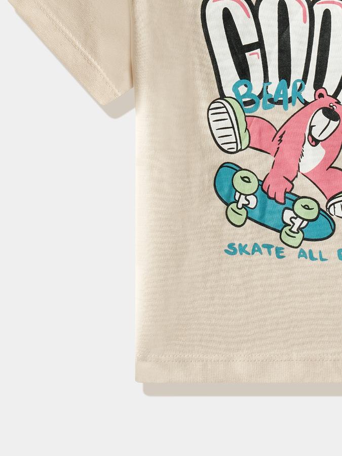 Boys Cotton Regular Fit Crew Neck Graphic T-shirt