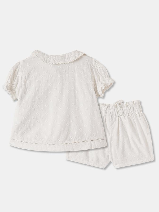 Girls Floral Puff Sleeve Smocked Top with Shorts Set