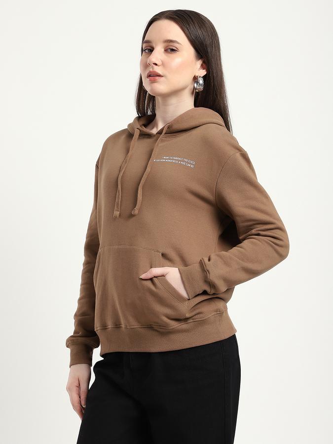 R&B Women Brown Typography Hoodie